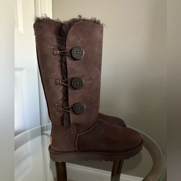 UGG Brown Suede Button-Accent Boots - Picture 5 of 5
